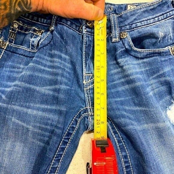 Miss Me Low Rise Skinny Jeans 27x31 Stretch Embroidered Pockets EUC - Picture 8 of 12